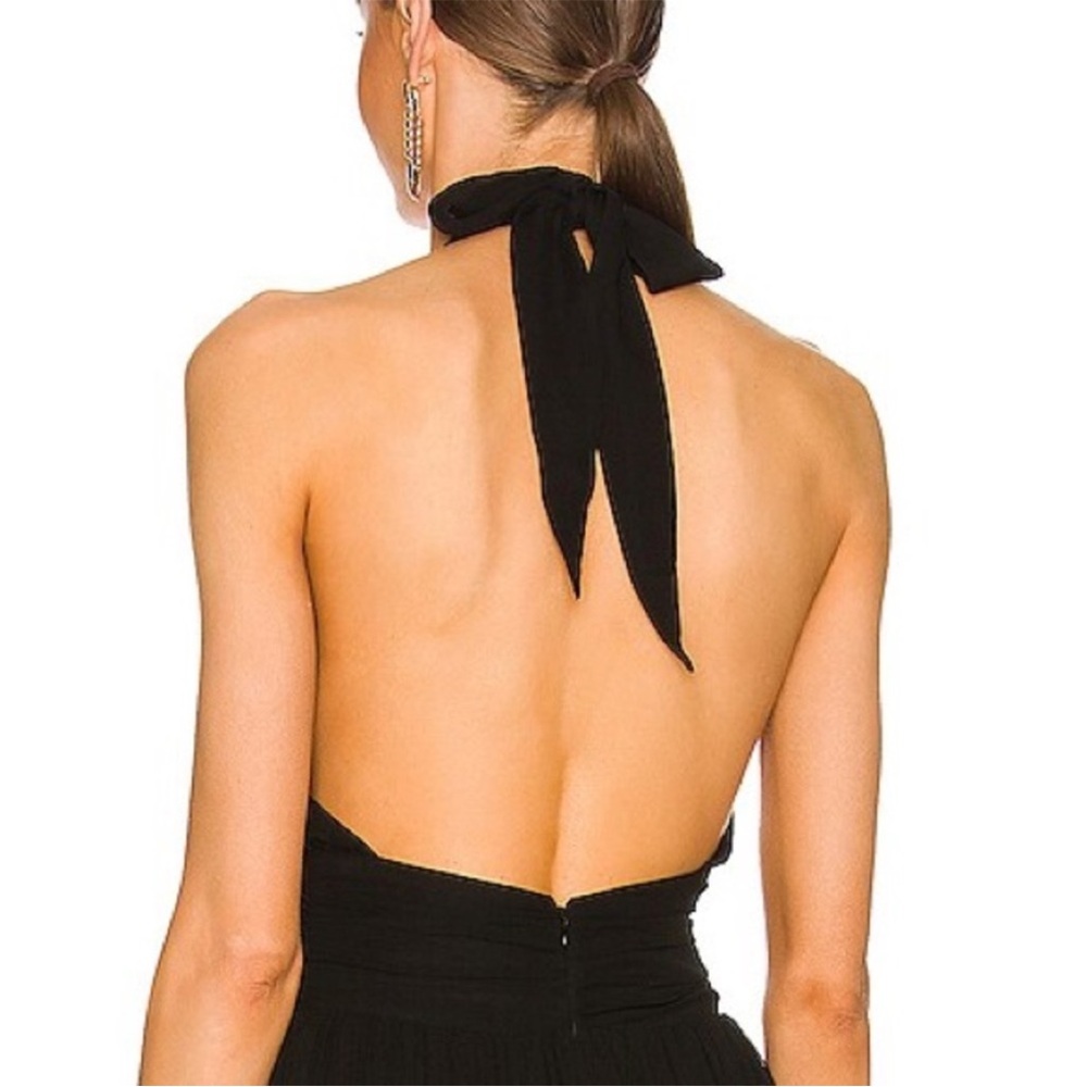 Retrofete Black Sheer Backless Halter Gown - Picture 6 of 12